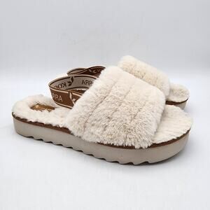 Koolaburra UGG Slippers Womens 9 Fuzz 'N II Slip On Slingback Flats Cream Comfy